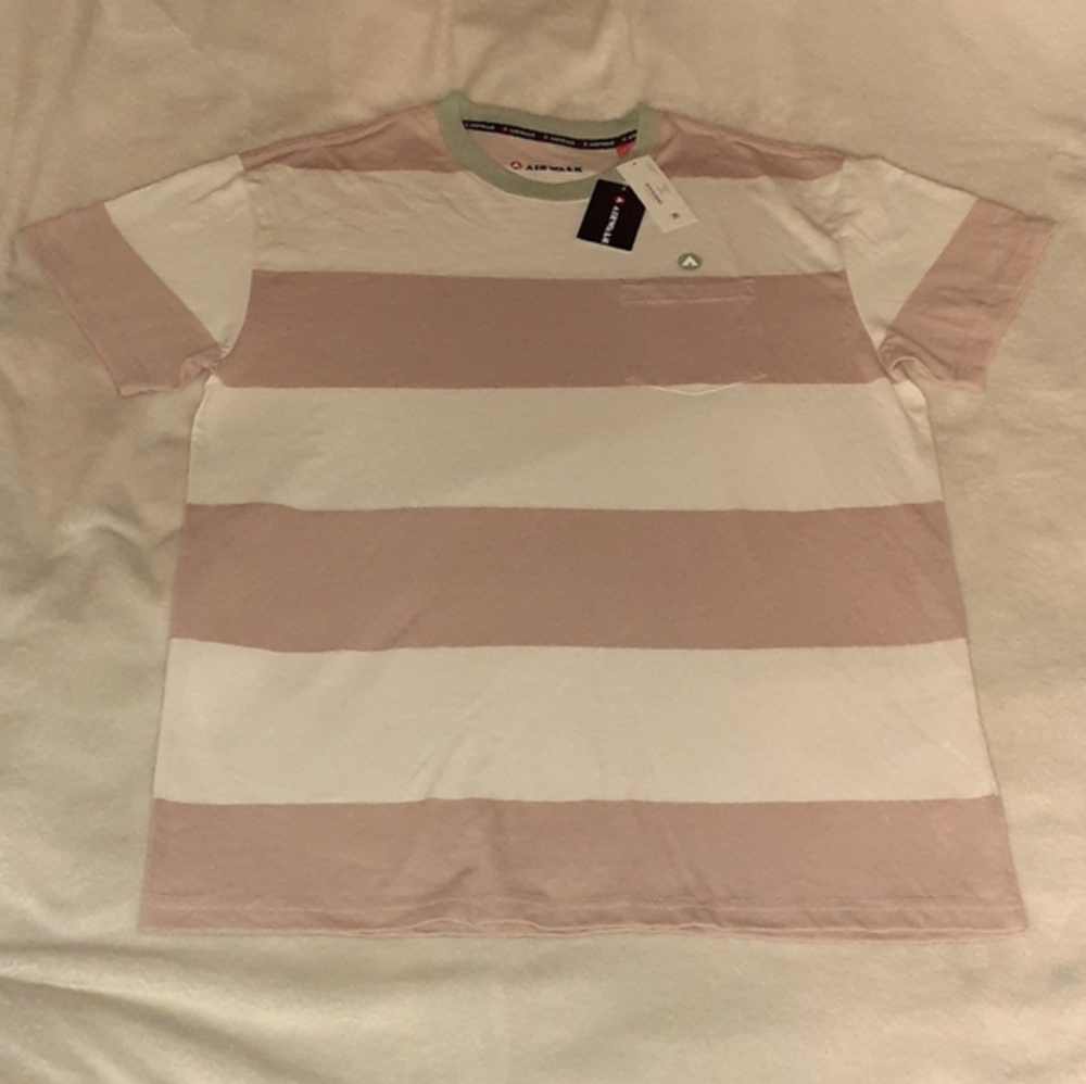 New Airwalk Skateboard Flowy Baggy Boxy Striped Shirt Skateboarding Tee